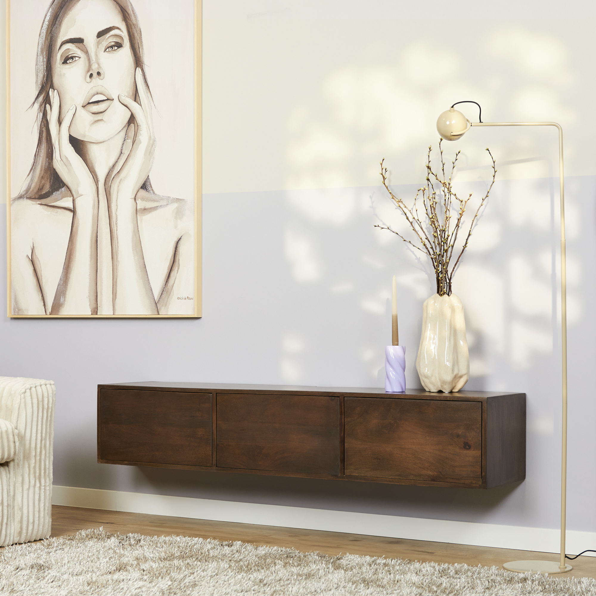 Zwevend tv meubel Vision Walnut | 160 cm-STF-2809