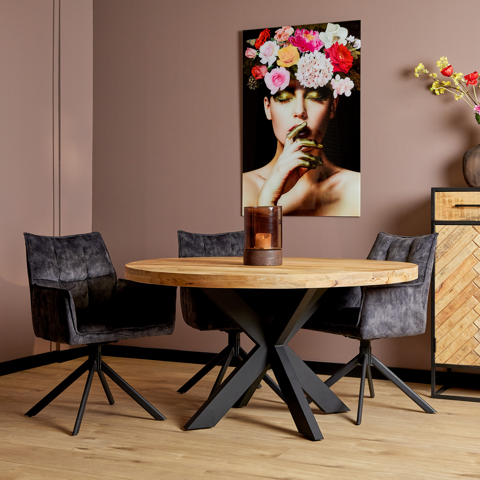 Eettafel Denver | 110 cm | Rond-STF-1009