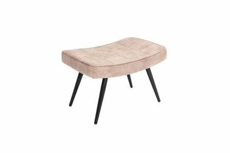 Moderne kruk SCANDINAVIA champagne fluwelen zwarte metalen poten voetenbank - 44027