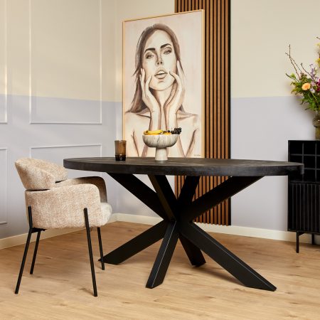 Eettafel Denver Black | 160 cm | Ovaal-STF-536