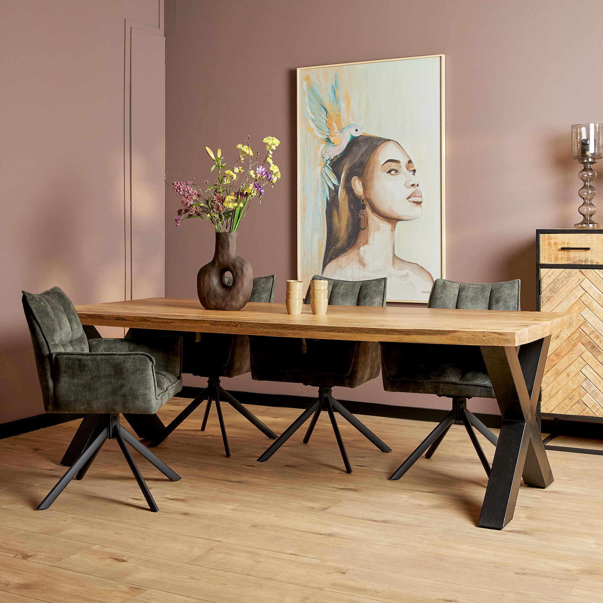 Eettafel Denver | 220 cm | Rechthoek | X-poot-STF-1019
