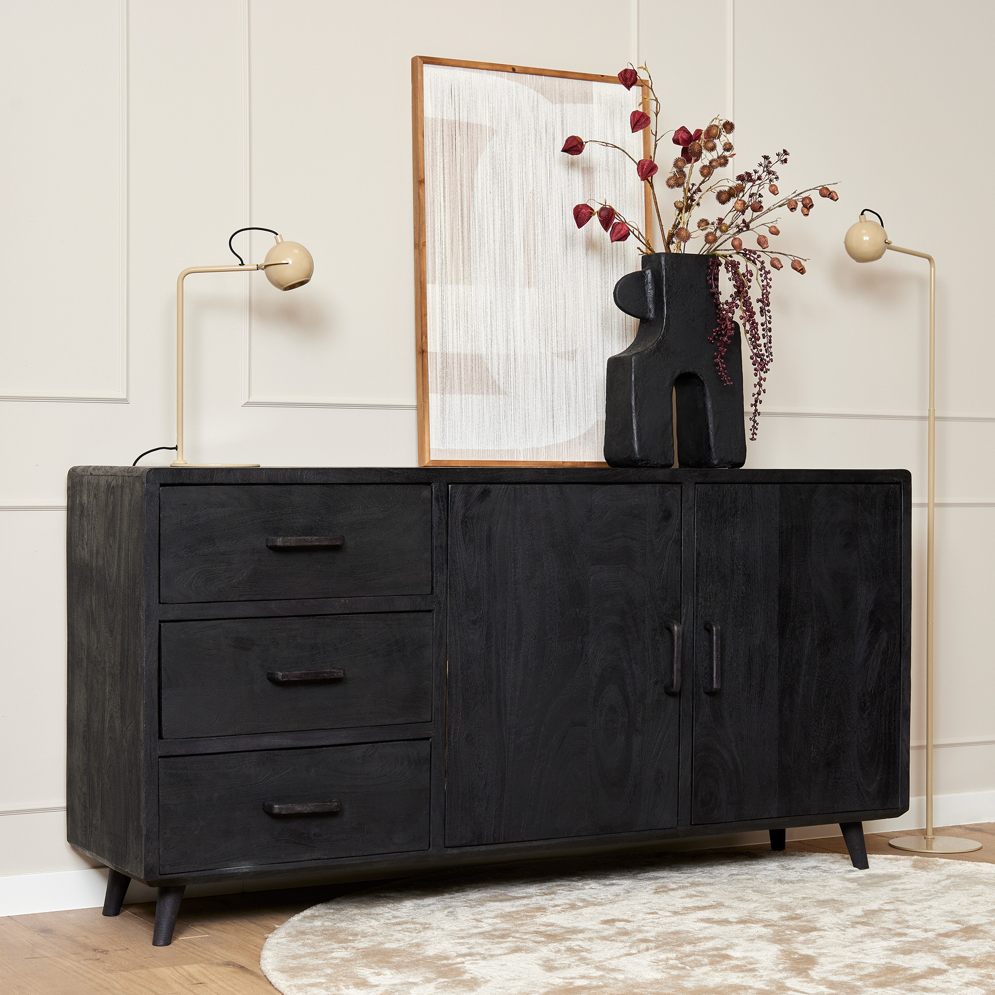 Dressoir Omaha Black | 180 cm-STF-12555
