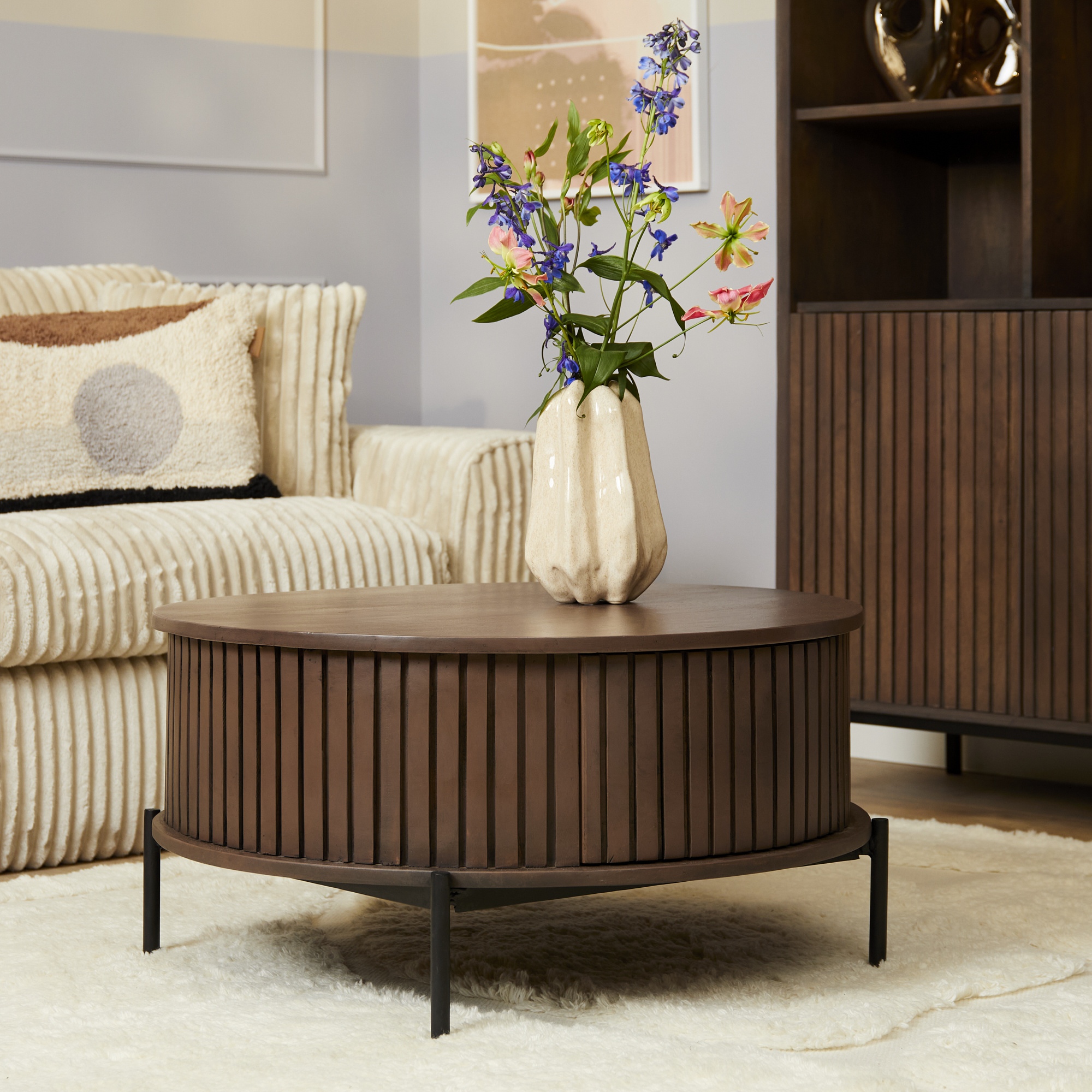 Salontafel Madison Walnut | 80 cm | Rond-STF-6760