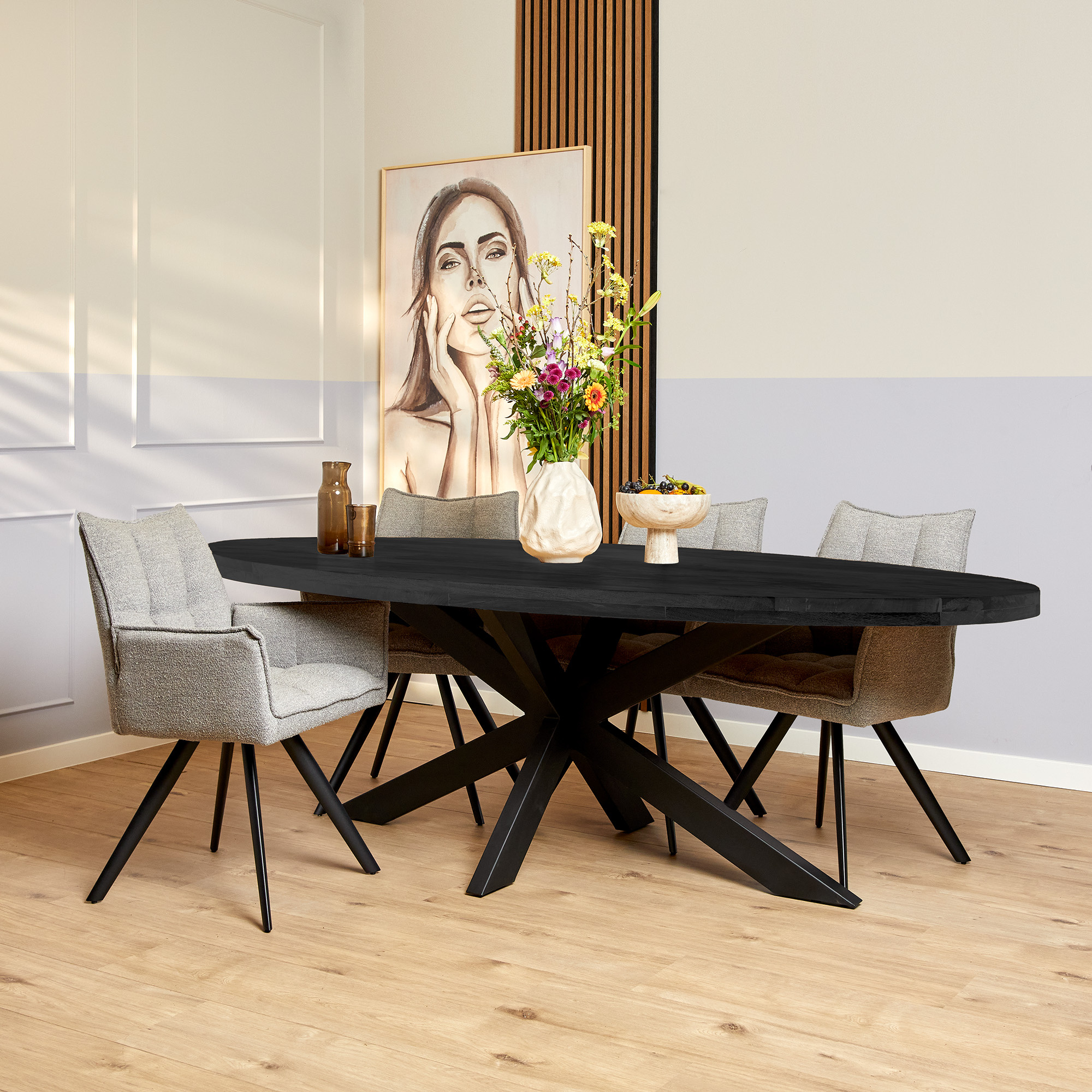 Eettafel Denver Black | 210 cm | Ovaal-STF-522