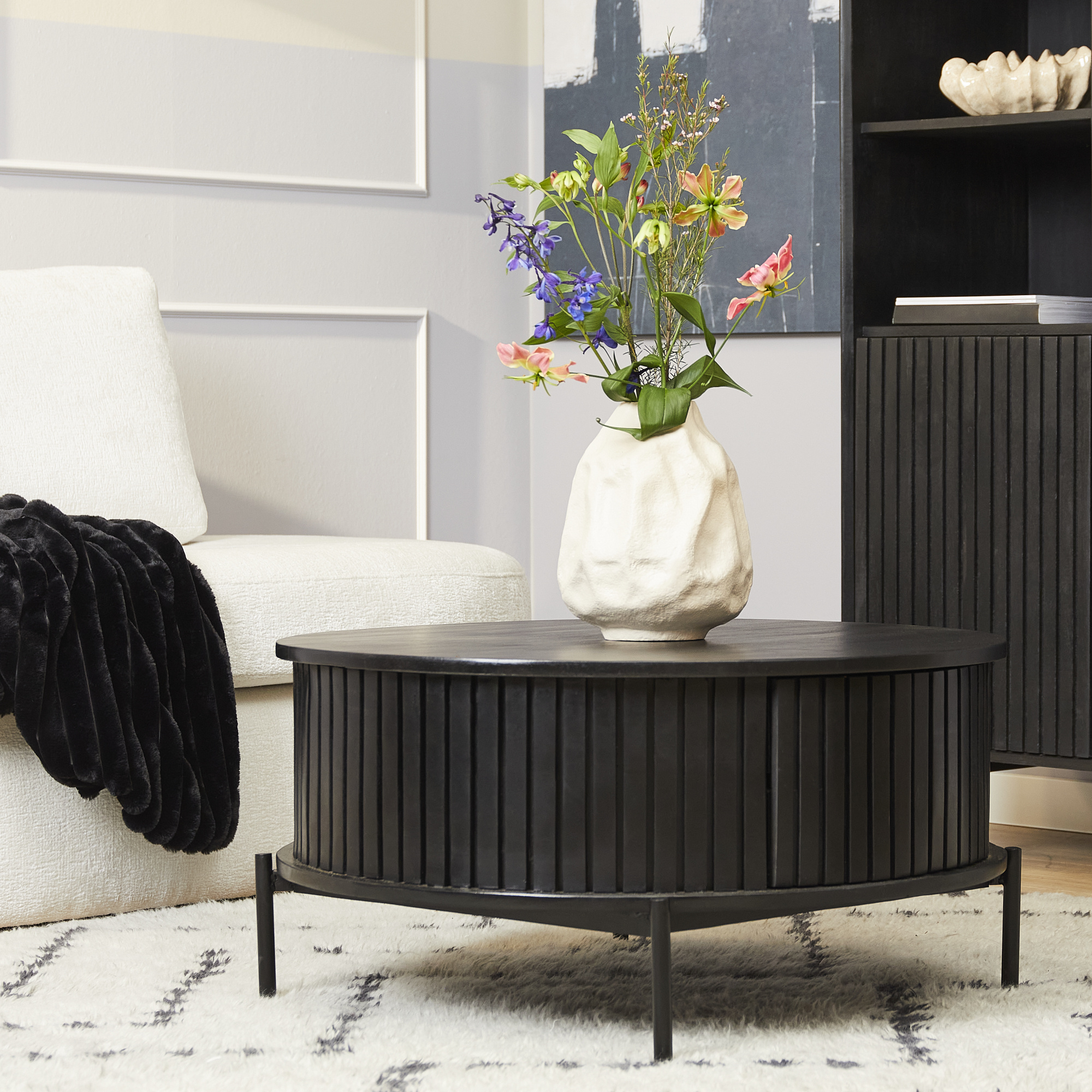 Salontafel Madison Black | 80 cm | Rond-STF-5760
