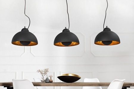 Elegante hanglamp STUDIO 3 110cm zwart bladgoud look drie tinten - 36228