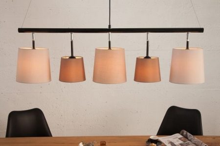 Design hanglamp LEVELS 100cm bruin beige linnen kapjes Design by KARE - 38826