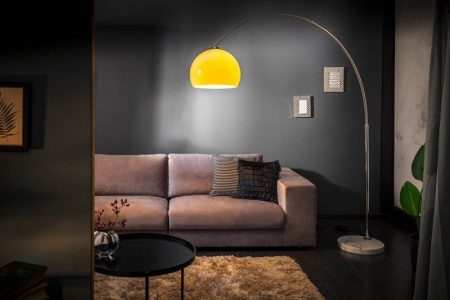 Uitschuifbare booglamp LOUNGE DEAL 175-205cm vloerlamp met oranje marmeren voet - 20747
