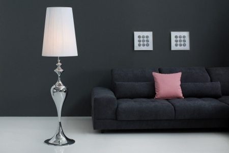 Edele design vloerlamp LUCIE 160cm zilverwitte vloerlamp in barokstijl - 38572