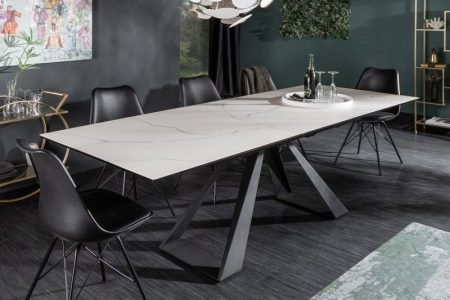 Uitschuifbare eettafel CONCORD 180-230cm marmer wit keramiek gemaakt in Italie - 40646