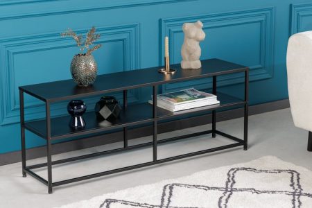 industrieele consoletafel DURA STEEL 120cm zwart metalen tv-plank met twee planken - 41732