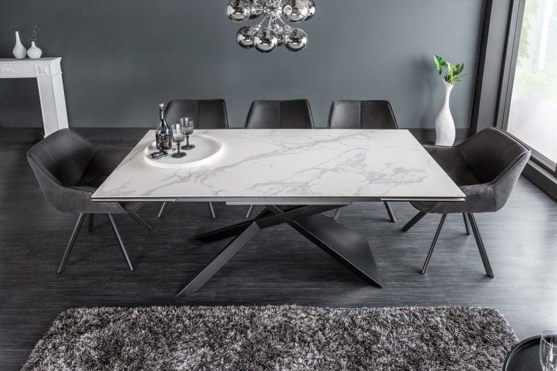 Uitschuifbare eettafel EUPHORIA 180-220-260cm marmer wit keramiek gemaakt in Italie - 40122