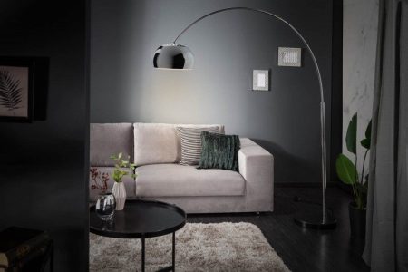 Uitschuifbare booglamp LOUNGE DEAL 170-210cm vloerlamp met chroommarmeren voet - 21067