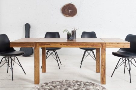 Massief houten eettafel PURE 120-200cm Sheesham met verlengplaten - 20976