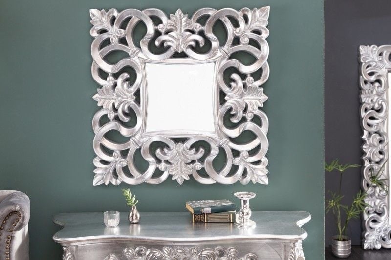 Elegante wandspiegel VENICE 75x75cm zilver antiek barokstijl - 15627