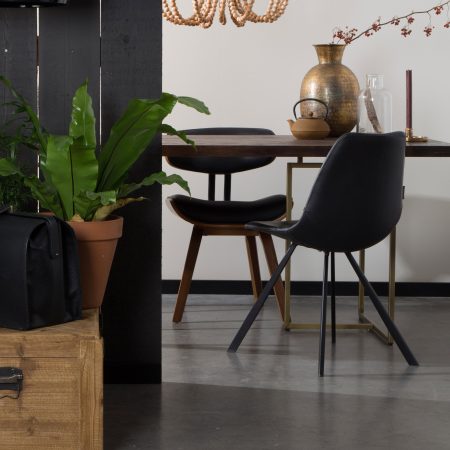 Dutchbone Eetkamerstoel 'Franky' PU, kleur Zwart