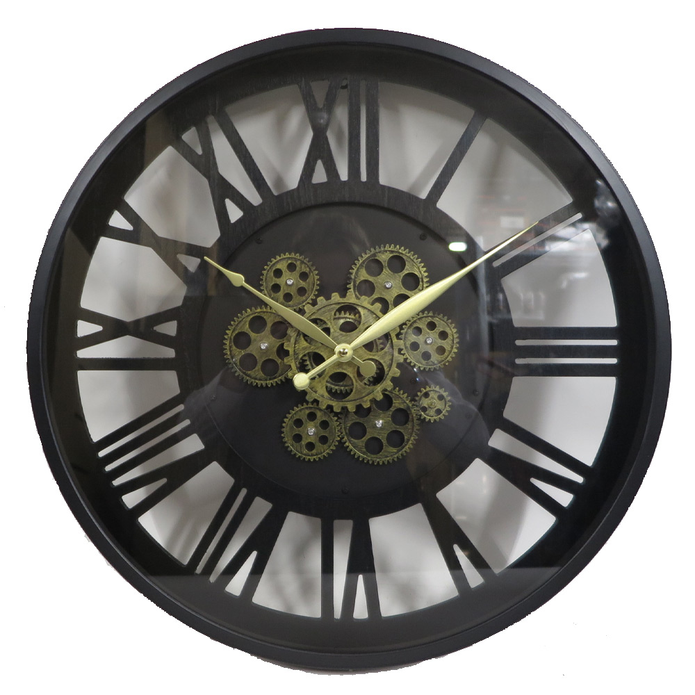 Gear klok wood black