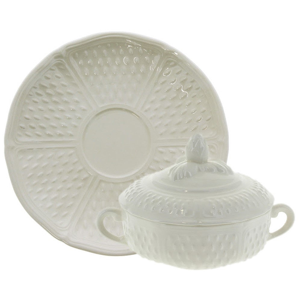 Gien Soepkop met schotel en deksel