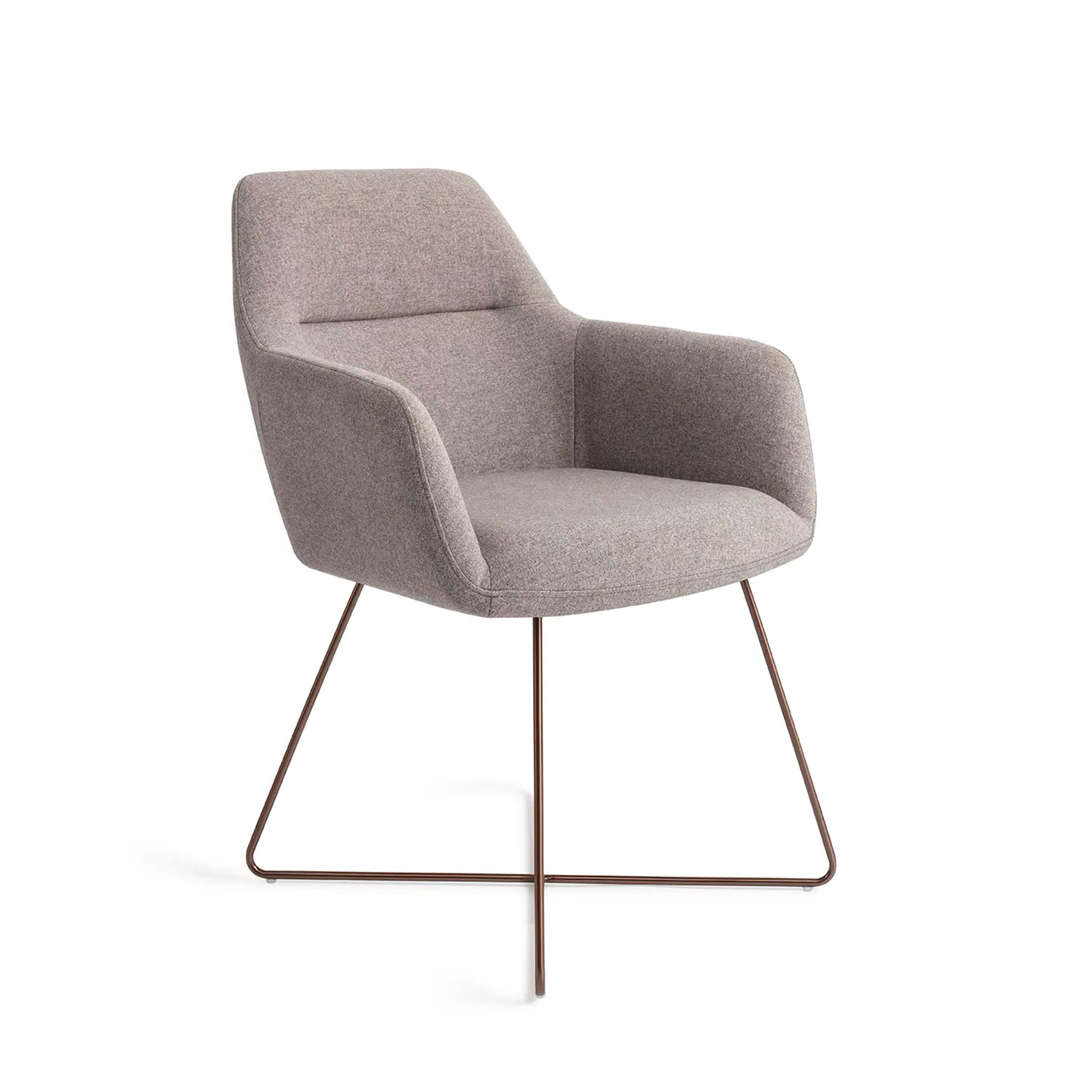 Jesper Home Eetkamerstoel 'Kinko' Cross Rose Gold, kleur Earl Grey