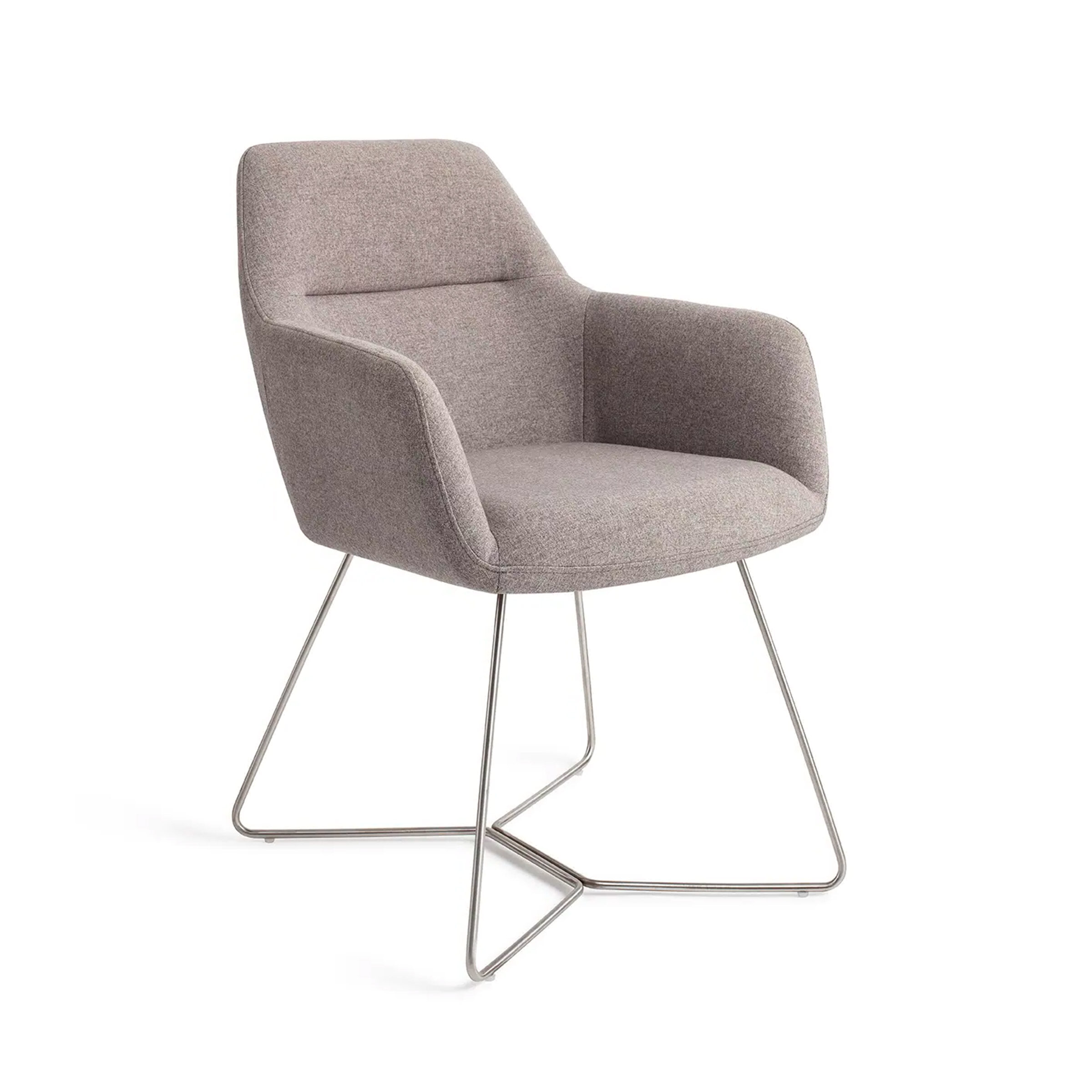 Jesper Home Eetkamerstoel 'Kinko' Beehive Steel, kleur Earl Grey