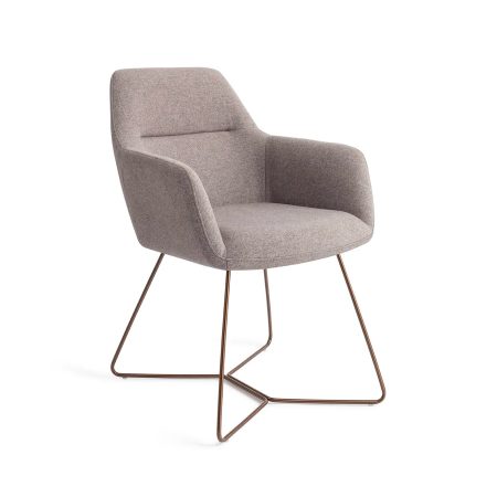 Jesper Home Eetkamerstoel 'Kinko' Beehive Rose Gold, kleur Earl Grey