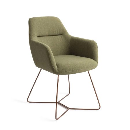Jesper Home Eetkamerstoel 'Kinko' Beehive Rose Gold, kleur Green Hunter