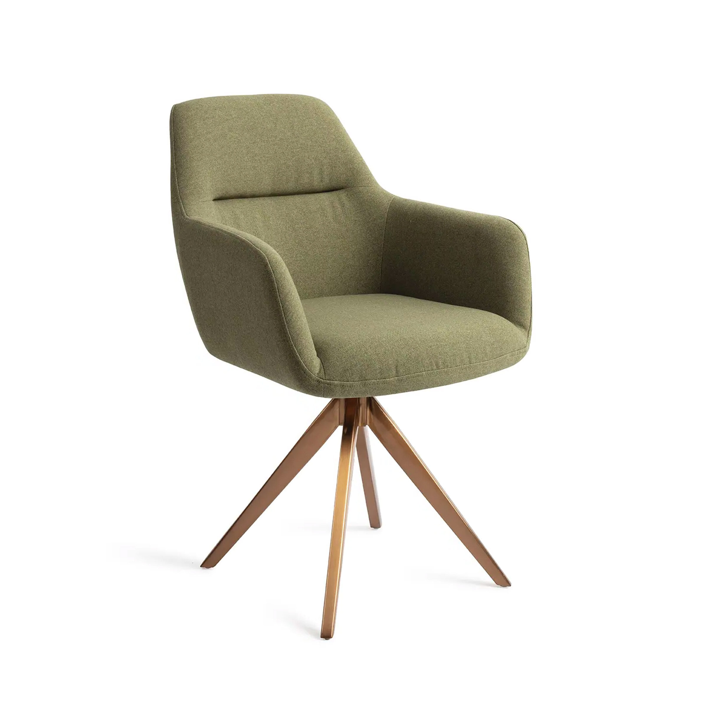 Jesper Home Eetkamerstoel 'Kinko' Turn Rose Gold, kleur Green Hunter