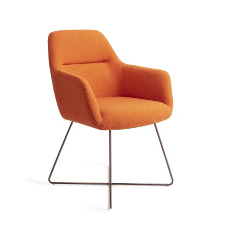 Jesper Home Eetkamerstoel 'Kinko' Cross Rose Gold, kleur Tangerine