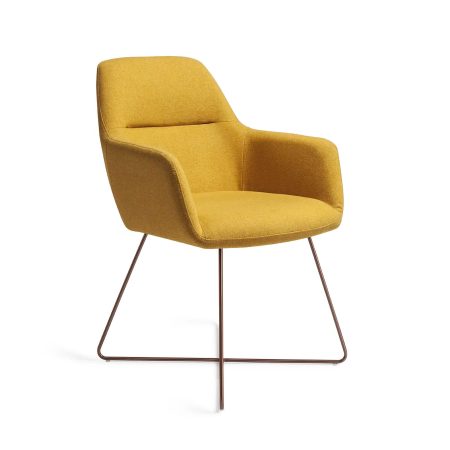 Jesper Home Eetkamerstoel 'Kinko' Cross Rose Gold, kleur Dijon