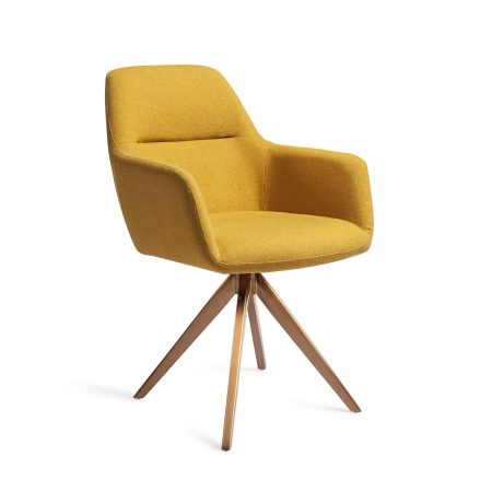 Jesper Home Eetkamerstoel 'Kinko' Turn Rose Gold, kleur Dijon