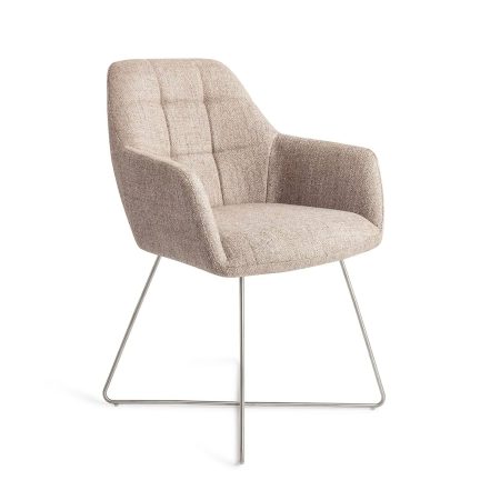 Jesper Home Eetkamerstoel 'Noto' Cross Steel, kleur Biscuit Beach