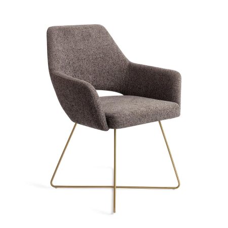 Jesper Home Eetkamerstoel 'Yanai' Cross Gold, kleur Amazing Grey