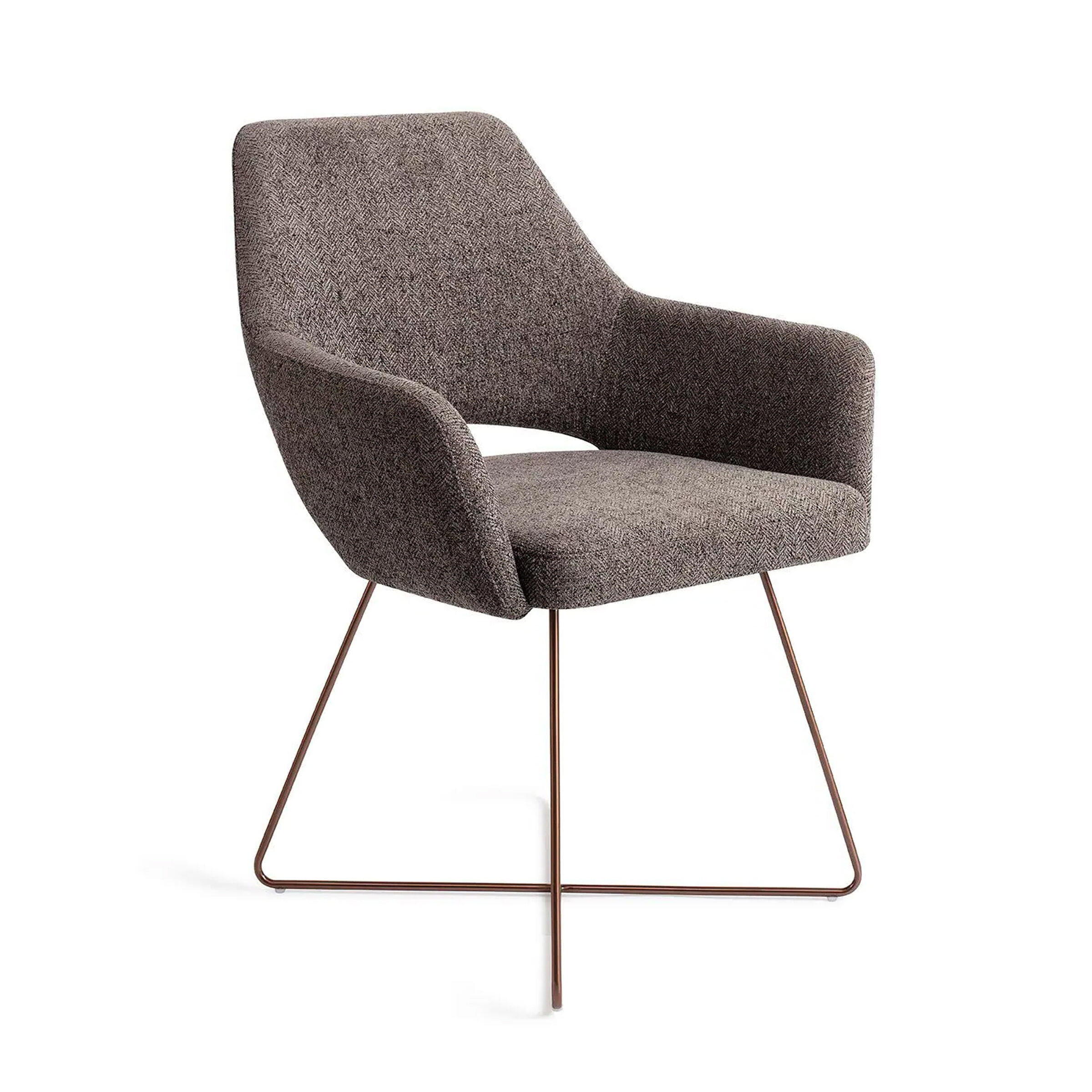 Jesper Home Eetkamerstoel 'Yanai' Beehive Rose Gold, kleur Amazing Grey