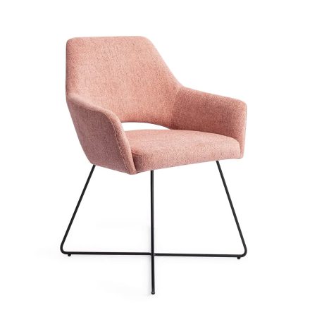 Jesper Home Eetkamerstoel 'Yanai' Cross Black, kleur Pink Punch