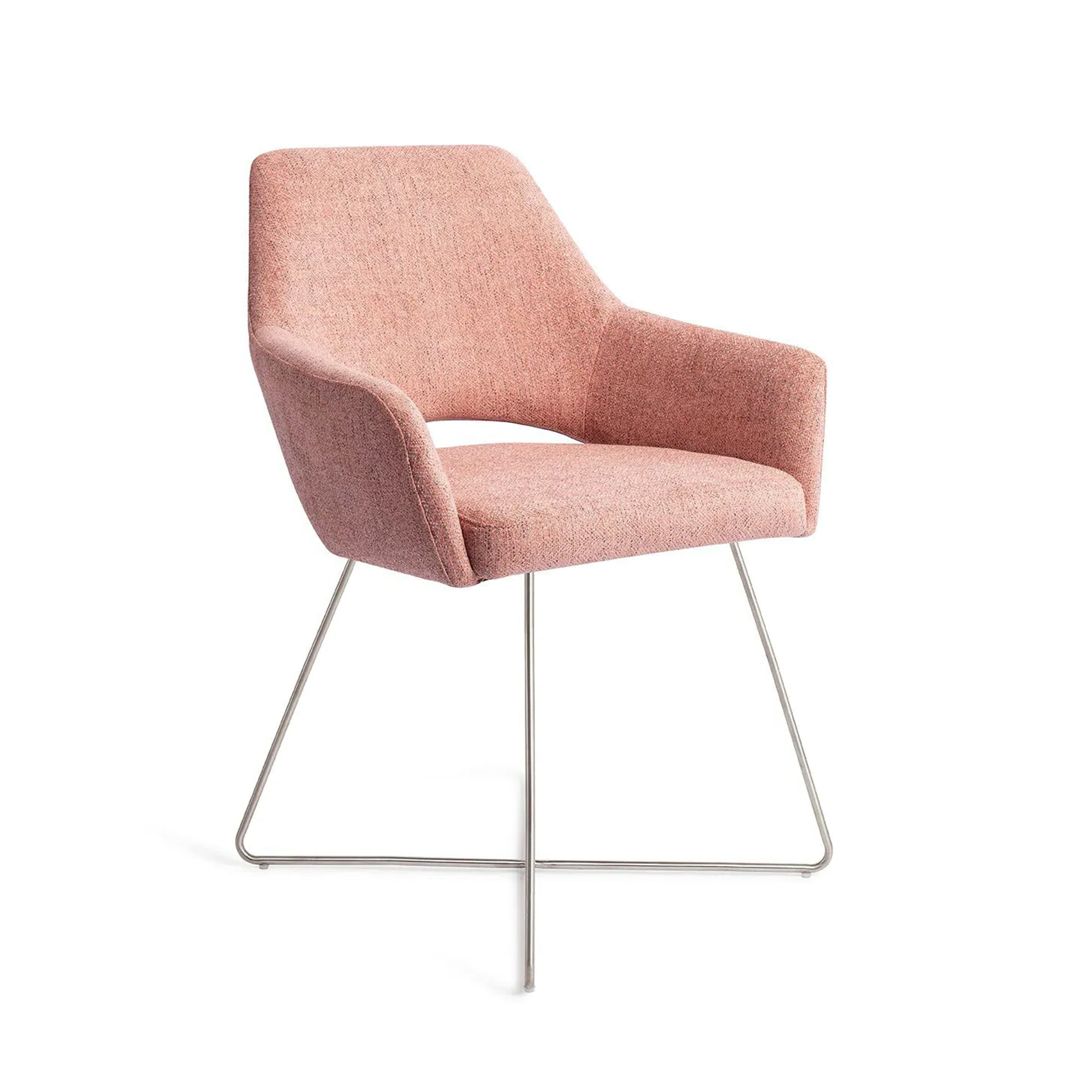 Jesper Home Eetkamerstoel 'Yanai' Cross Steel, kleur Pink Punch