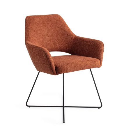 Jesper Home Eetkamerstoel 'Yanai' Cross Black, kleur Tuscan Terra