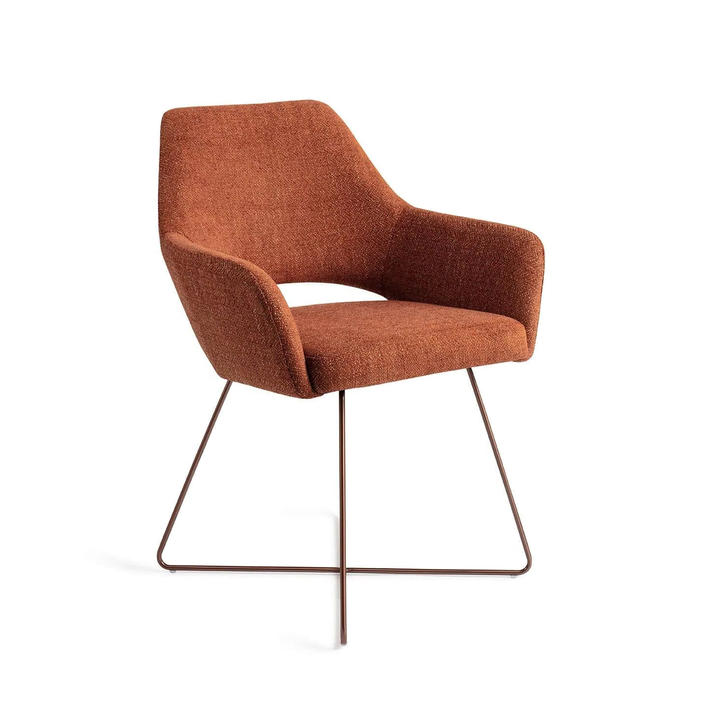 Jesper Home Eetkamerstoel 'Yanai' Cross Rose Gold, kleur Tuscan Terra