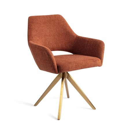 Jesper Home Eetkamerstoel 'Yanai' Turn Gold, kleur Tuscan Terra