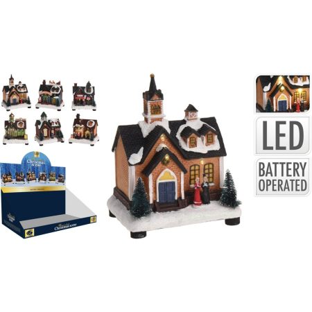 Kerst Tafereel Model Warm Witte Led 12,5x9,5x15Cm