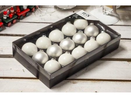 Kerstbal 45mm 15 stuks wit