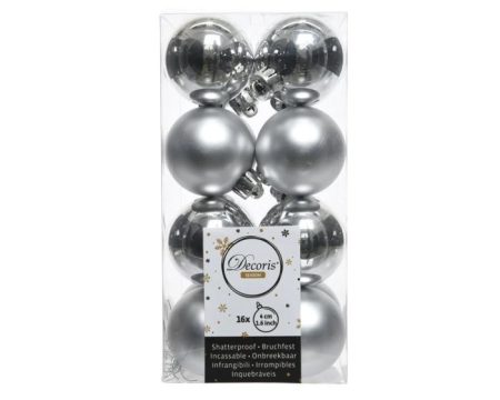 Kerstballen zilver set 16 4cm