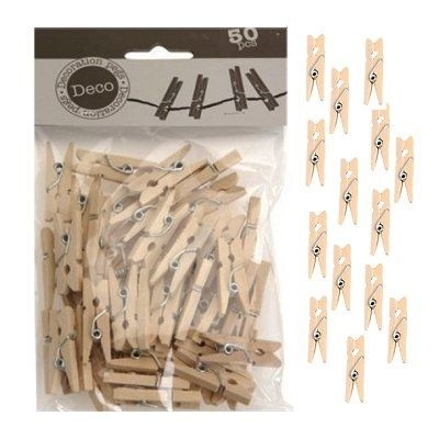 Kerstkaartknijpertjes hout 25mm 50 stuks