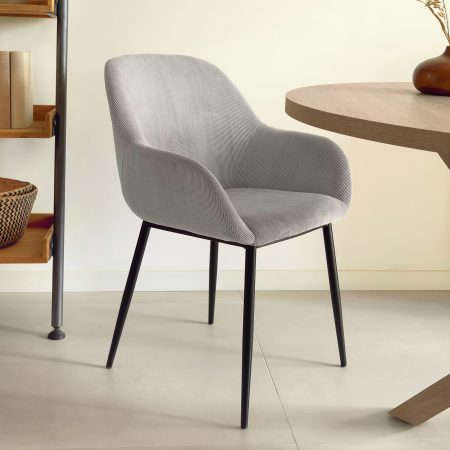 Kave Home Eetkamerstoel 'Konna' Rib, kleur Lichtgrijs