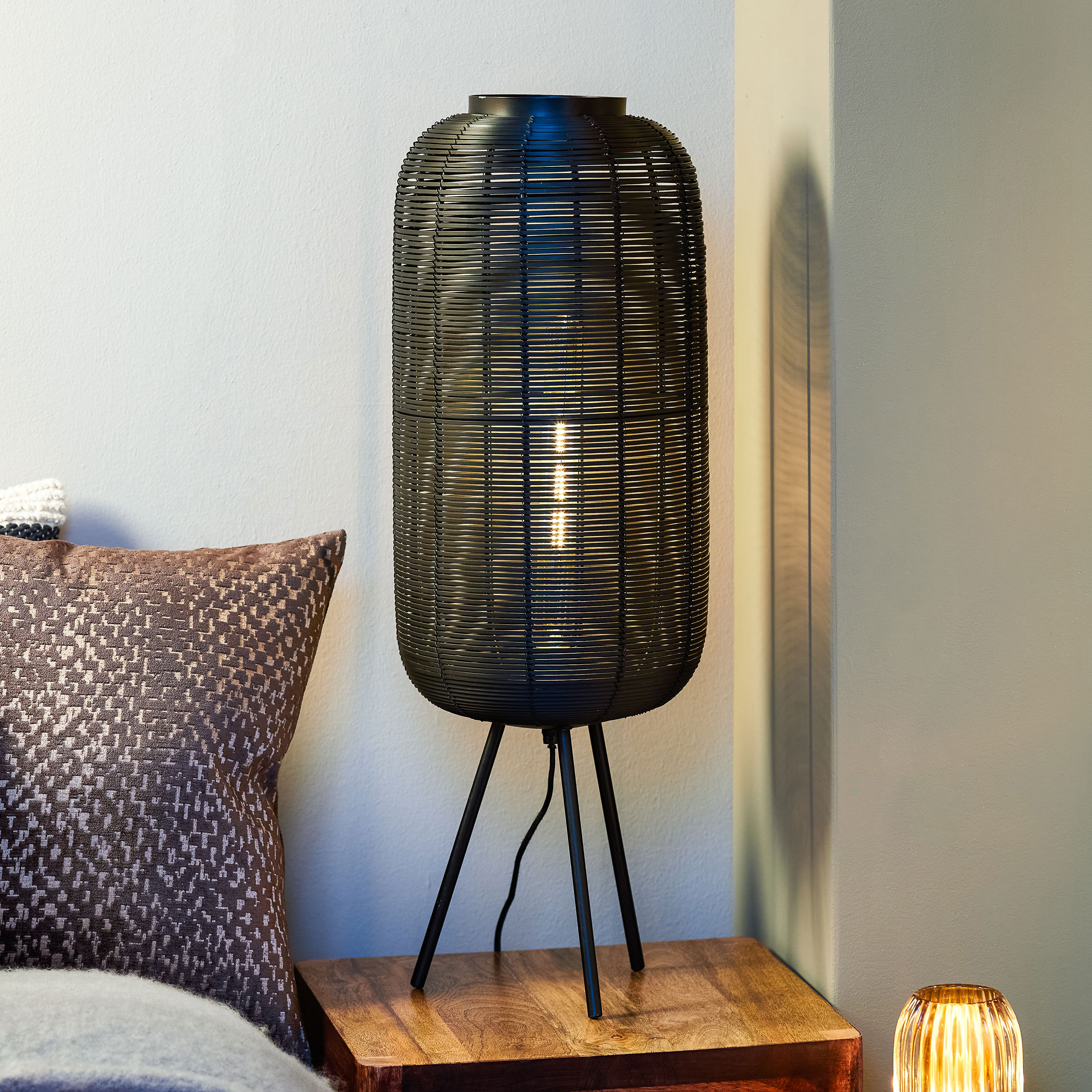 Light & Living Tafellamp 'Tomek', mat zwart