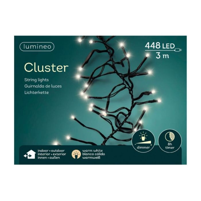 Lumineo Cluster Binnen/Buiten warm wit 3meter 448Lampjes