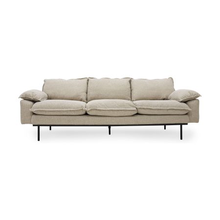 HKliving Retro bank 3-zits Wafer Cream