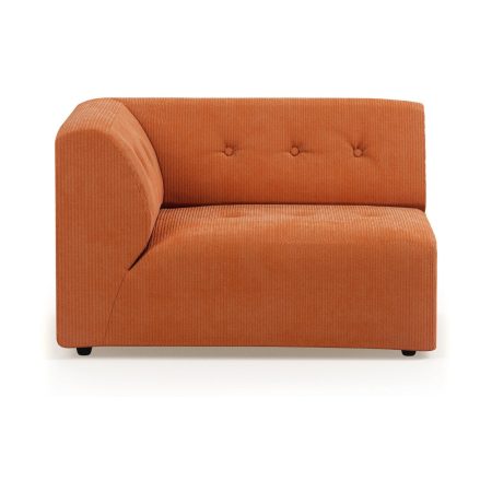 HKliving Vint bank left 1,5-seat Corduroy Rib Dusty Orange