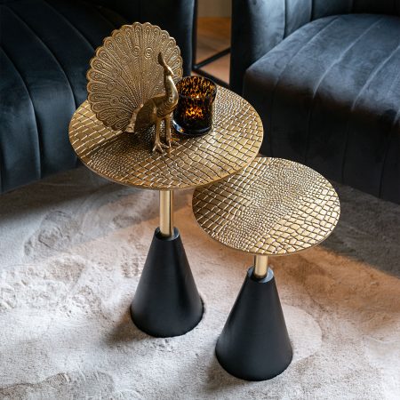 Richmond Bijzettafel 'Cobra' goud / zwart Ø 29cm