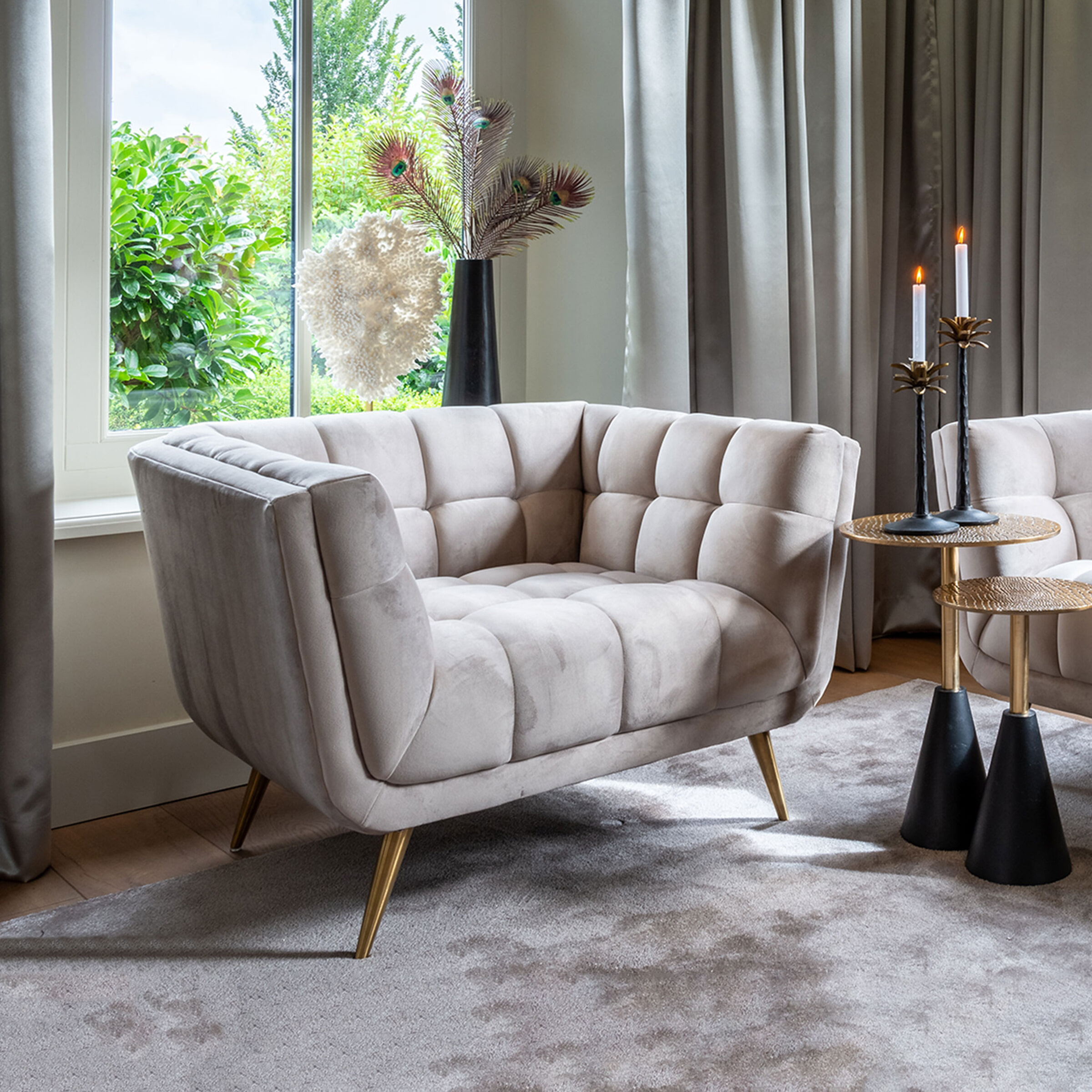 Richmond Fauteuil 'Huxley' Velvet, kleur Khaki