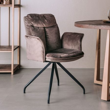 Tower Living Eetkamerstoel 'Rota' met armleuning, kleur Bruin